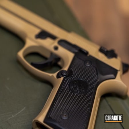 Powder Coating: Gun Coatings,Two Tone,S.H.O.T,Pistol,Beretta,Beretta M9,Coyote Tan H-235