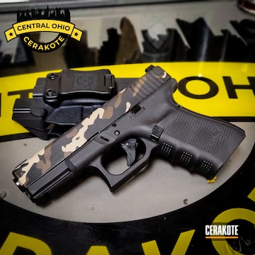 Cerakoted Custom Camo Glock 19 Handgun Cerakoted With H-146, H-143 And H-298