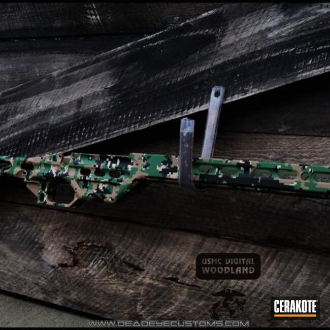 Cerakoted Marpat Camo Mpa Rifle Stock Chassis Cerakoted With H-146, H-169, H-199, H-256, H-7504m, H-187 And H-316
