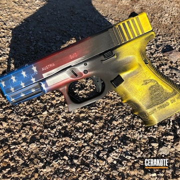 Cerakoted Glock 19 Handgun And American / Gadsden Snake Flag Blend Cerakoted With H-146, H-171, H-144, H-216 And H-297