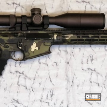 Cerakoted Woodland Camo 300 Win Mag Rifle Cerakoted With H-190, H-226, H-142, H-189 And Hir-146