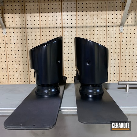 Powder Coating: Dodge,BLACKOUT E-100,Exhaust tips for a Dodge Charger for Noah Lindsay of Eureka Illinois,Cgarger,Automotive,Exhaust