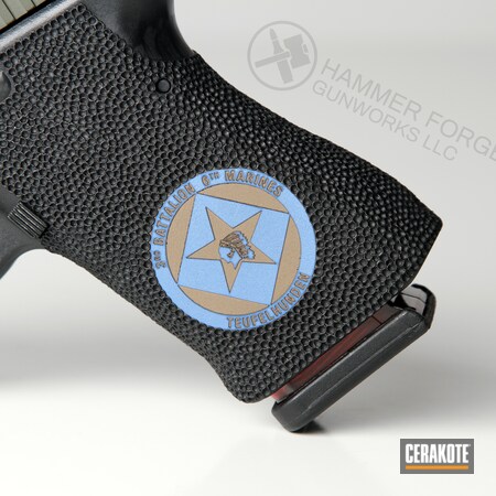 Powder Coating: Laser Engrave,KEL-TEC® NAVY BLUE H-127,Glock,S.H.O.T,Pistol,POLAR BLUE H-326,Glock 19,Laser Stippled