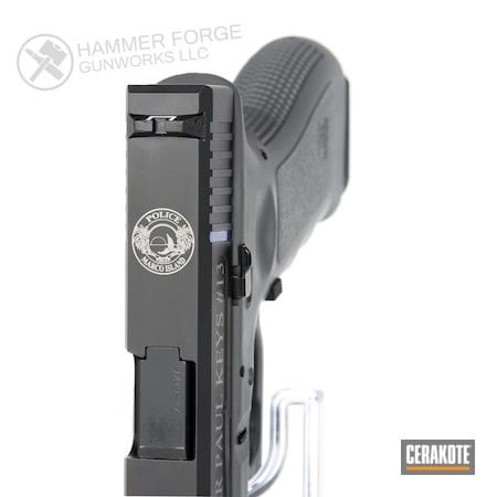 Powder Coating: Laser Engrave,Graphite Black H-146,Glock,Thin Blue Line,S.H.O.T,Handguns,Pistol,Glock 17