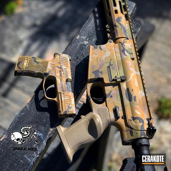 Cerakoted Custom Camo Matching Rifle And Handgun