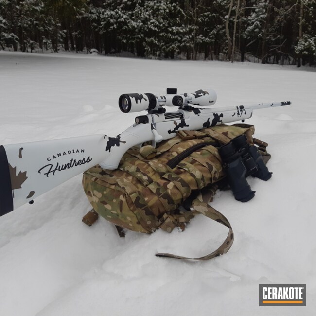 Cerakoted Snow Camo Bolt Action Rifle