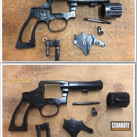 Powder Coating: Smith & Wesson,Gloss Black H-109,S.H.O.T,Revolver,Before and After
