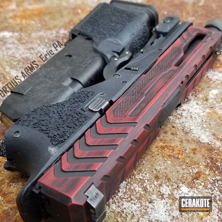 Powder Coating: Graphite Black H-146,Distressed,S.H.O.T,Pistol,FIREHOUSE RED H-216