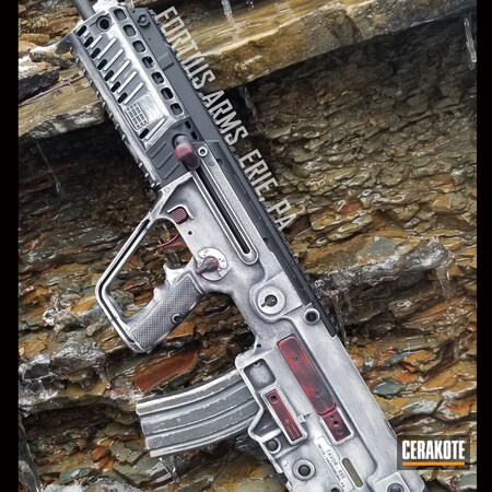 Powder Coating: Graphite Black H-146,IWI Tavor,S.H.O.T,IWI,Stormtrooper White H-297,Tactical Rifle,FIREHOUSE RED H-216