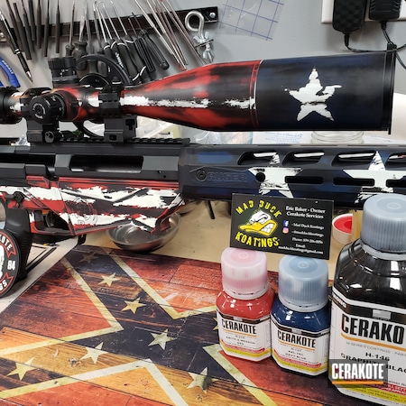 Powder Coating: KEL-TEC® NAVY BLUE H-127,Graphite Black H-146,S.H.O.T,Stormtrooper White H-297,FIREHOUSE RED H-216,Ruger,Bolt Action Rifle,Precision,Distressed American Flag