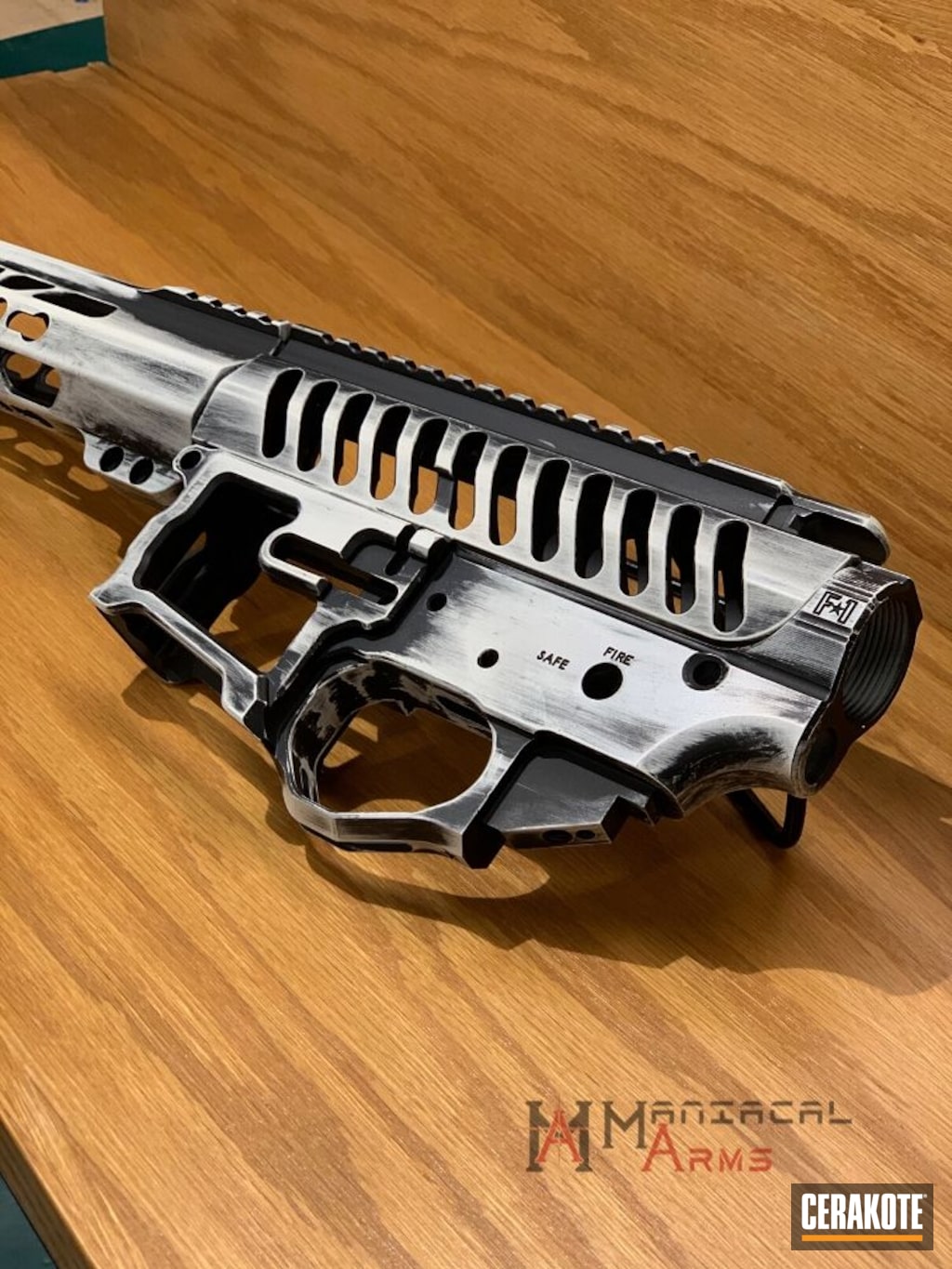 F1 Firearms Upper Lower Handguard Featuring Stormtrooper White And Graphite Black Cerakote