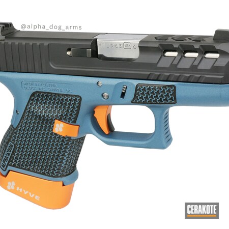 Powder Coating: Glock,Glock 33,S.H.O.T,HI-VIS ORANGE H-346,Pistol,.357 Sig,Blue Titanium H-185,Armor Black H-190,alpha dog arms,Laser Stippling,Slide Milling,Custom Glock