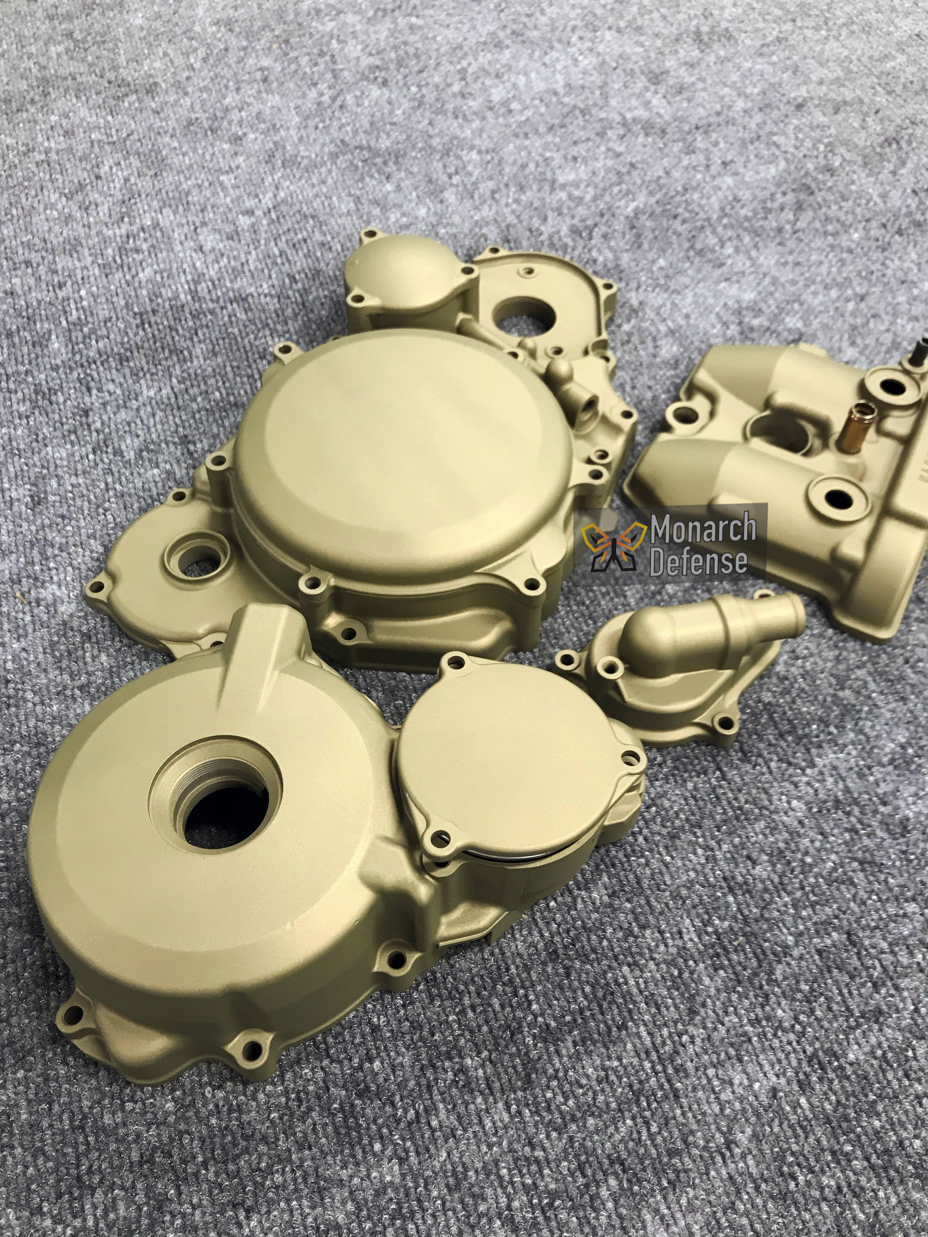 Motorcycle Engine Casing Coating Motorcycle Engine Covers coated in Mojito and Burnt Bronze | Cerakote