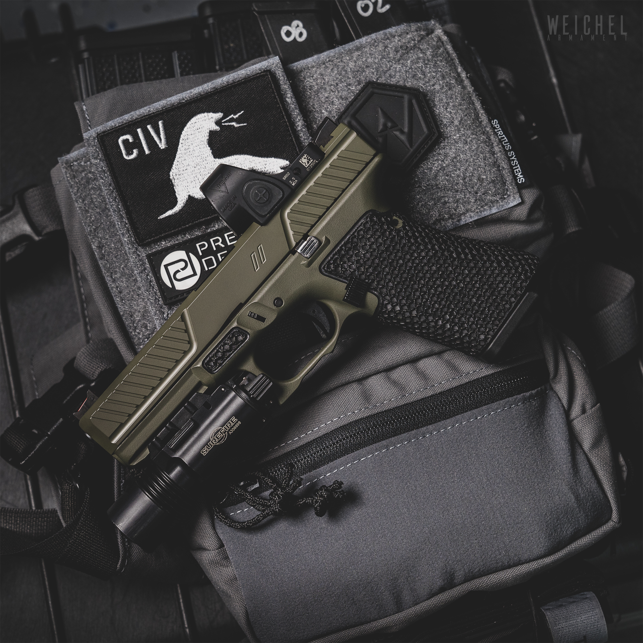 Custom Zev Glock coated in Magpul® Foliage Green and O.D. Green Custom Zev Glock coated in Magpul® Foliage Green and O.D. Green