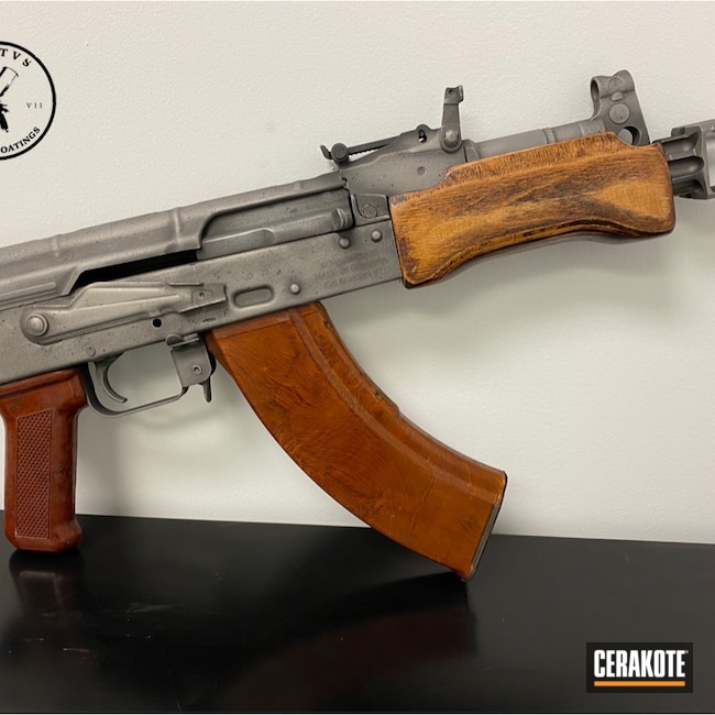 AK Rifle finished with Titanium and Graphite Black Cerakote AK Rifle finished with Titanium and Graphite Black Cerakote