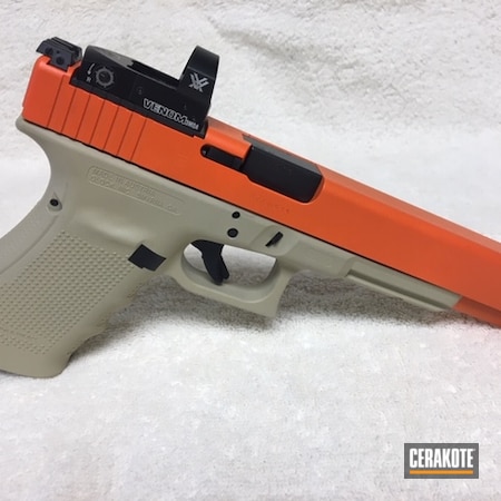 Powder Coating: Hunter Orange H-128,Glock,FS BROWN SAND H-30372,S.H.O.T,10mm,Pistol,Longnose,Handgun,Vortex Venom Red Dot,GEN4