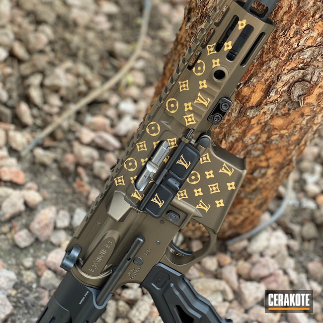Louis Vuitton Themed AR with Burnt Bronze and Gold | Cerakote