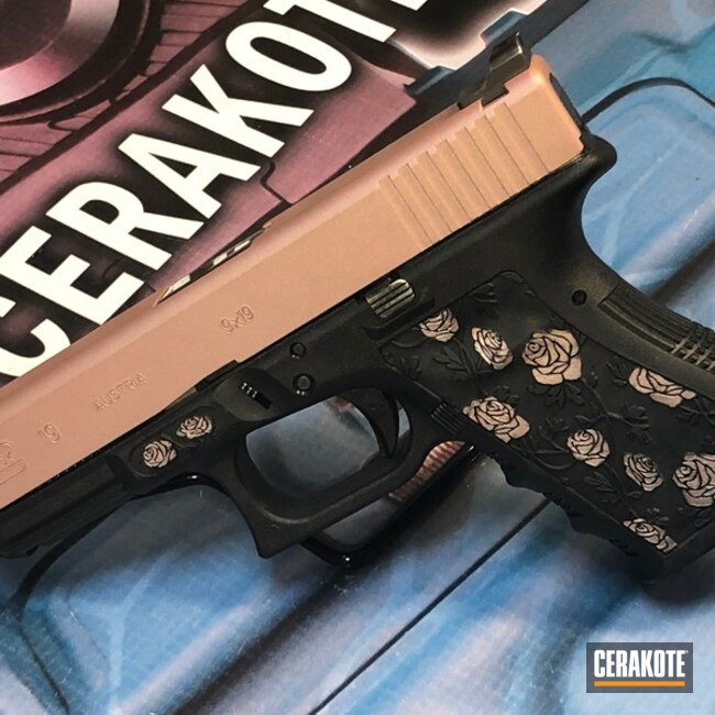 Cerakoted Rose Themed Glock 19 In H-146 And H-327