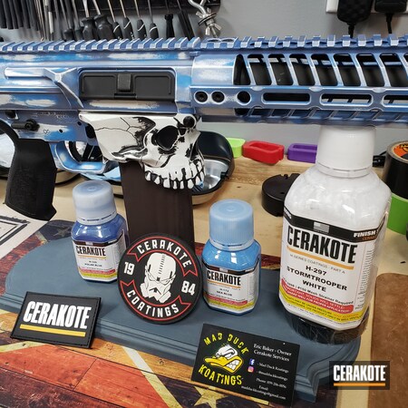 Powder Coating: Graphite Black H-146,S.H.O.T,Spike's Tactical,Stormtrooper White H-297,POLAR BLUE H-326,.308,Spikes,Jack,Tactical Rifle,Sea Blue H-172
