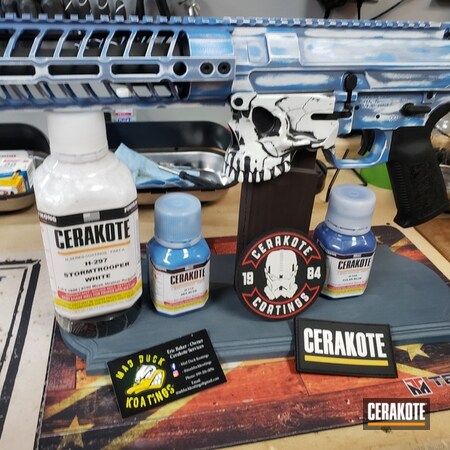 Powder Coating: Graphite Black H-146,S.H.O.T,Spike's Tactical,Stormtrooper White H-297,POLAR BLUE H-326,.308,Spikes,Jack,Tactical Rifle,Sea Blue H-172