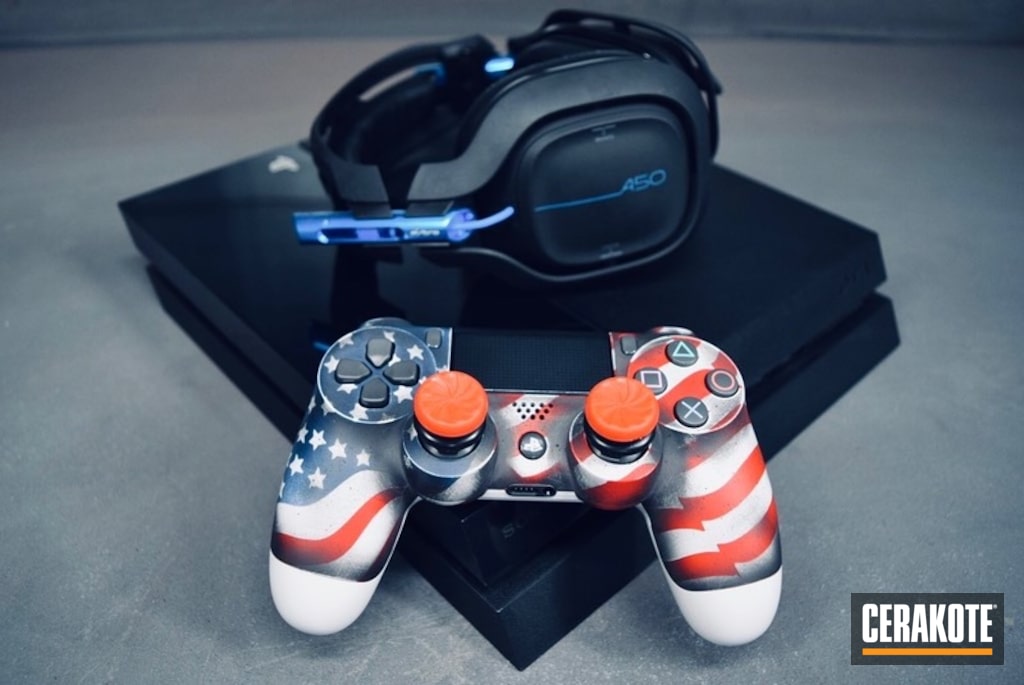 American Flag Themed Ps4 Game Controller Cerakote