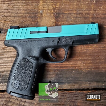 Powder Coating: 9mm,Smith & Wesson,Two Tone,S.H.O.T,Pistol,Robin's Egg Blue H-175
