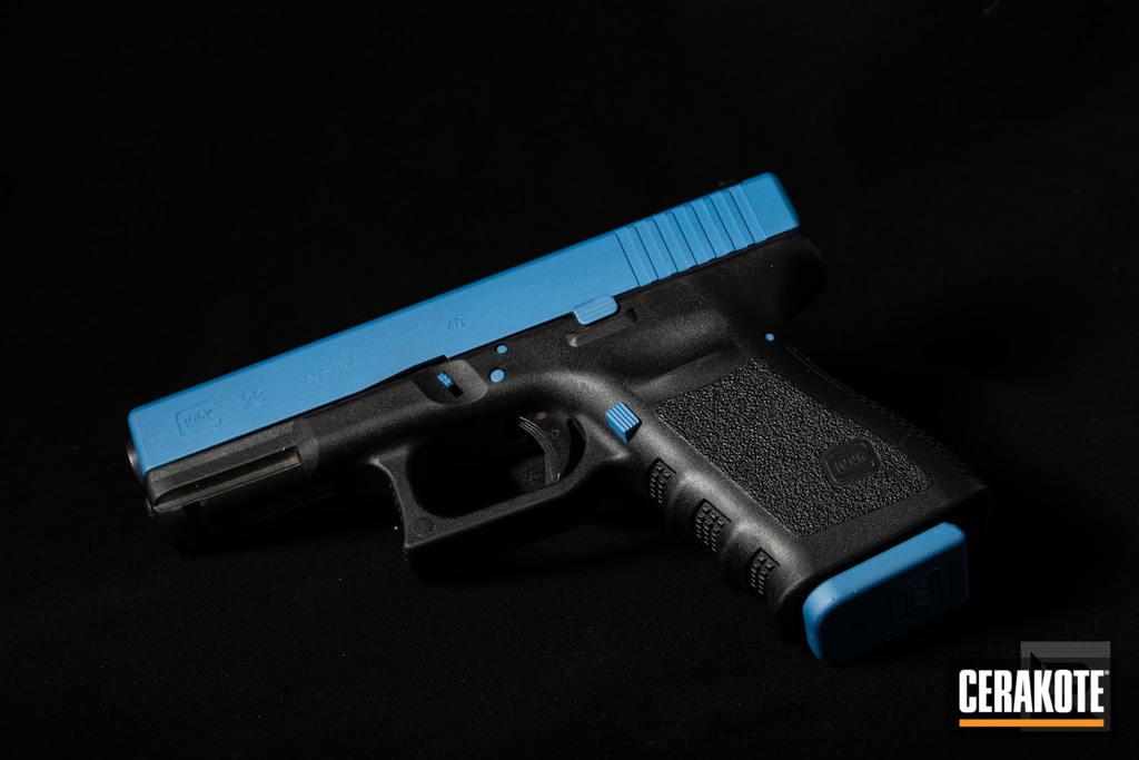 Glock 23 Handgun coated with Ridgeway Blue and Polar Blue ...