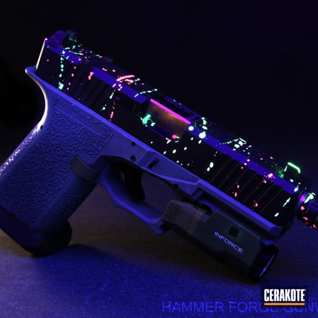 Cerakoted Black Light Activated Glock 19 Handgun