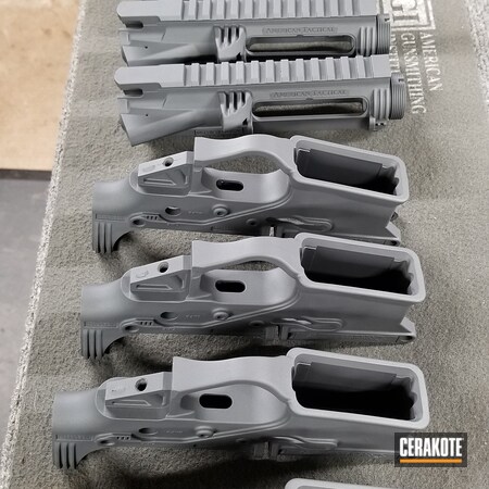 Powder Coating: AR-15 Grip,Stone Grey H-262,AR15 Parts,S.H.O.T,Production,Upper,Production Run,AR-15,AR15 Lower