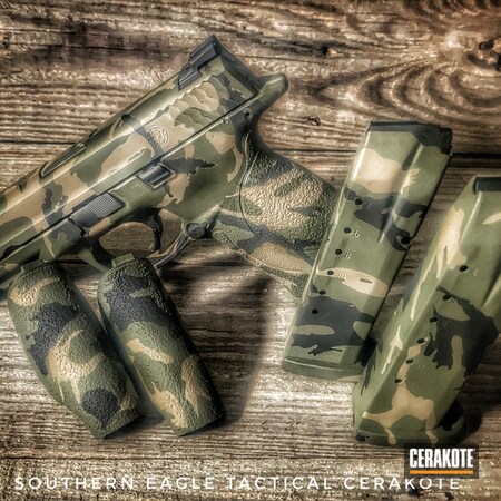 Powder Coating: Smith & Wesson,Mil Spec O.D. Green H-240,.40 S&W,Mamo M&P,Armor Black H-190,M&P,Custom Camo,.40,MAGPUL® FLAT DARK EARTH H-267