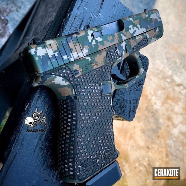 Cerakoted Glock 23 Digital Camo In H-268, H-200, H-146 And H-203