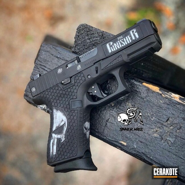 Cerakoted Punisher Themed Glock Handgun In H-146 And H-297