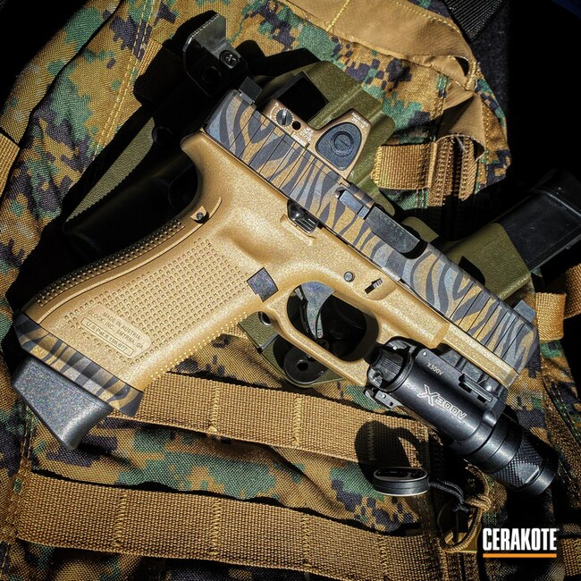 Cerakoted Custom Stripe Camo Glock 19 Handgun