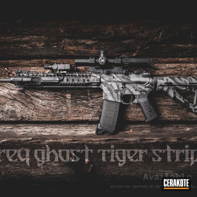 Cerakoted Grey Ghost Tiger Stripe Ar-15 In H-146 And H-214