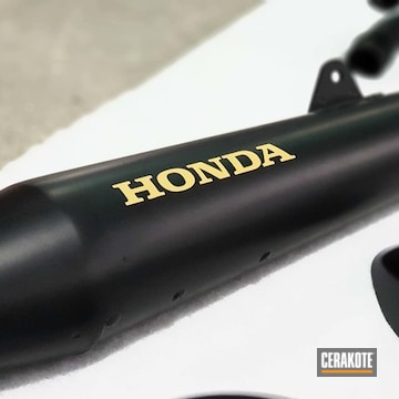 Cerakoted Honda Motorcycle Exhaust In C-7800 And C-7600