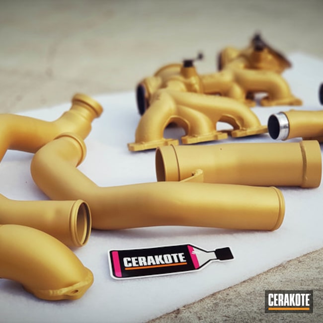 Cerakoted Gold Exhaust And Turbo Parts