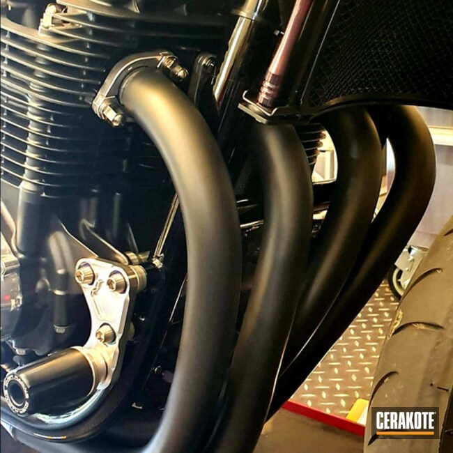 Cerakoted Black Honda Motorcycle Exhausts