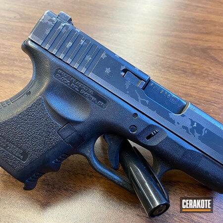 Powder Coating: JESSE JAMES CIVIL DEFENSE BLUE H-401,Thin Blue Line Flag,.40 S&W,S.H.O.T,406,Tungsten H-237,Conceal Carry,Graphite Black H-146,Glock,Distressed,Pistol,Glock 27,Distressed American Flag