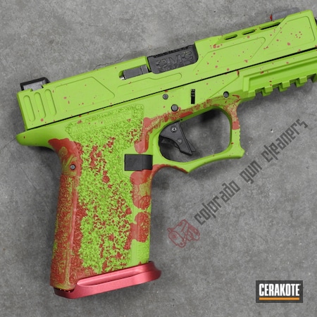 Powder Coating: Zombie Green H-168,S.H.O.T,P80,Pistol,Zombie,FIREHOUSE RED H-216