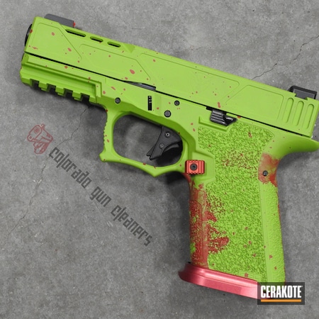 Powder Coating: Zombie Green H-168,S.H.O.T,P80,Pistol,Zombie,FIREHOUSE RED H-216