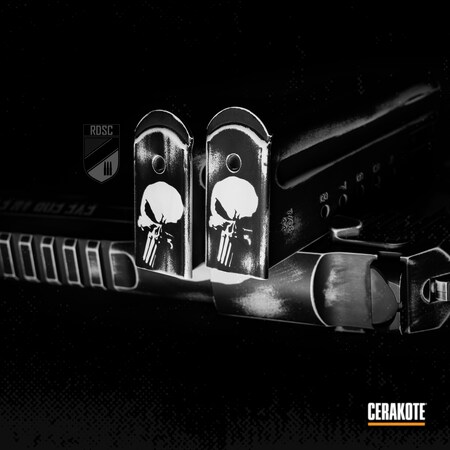 Powder Coating: Hidden White H-242,.44 Magnum,Graphite Black H-146,S.H.O.T,Handguns,Desert Eagle,Punisher,Battleworn