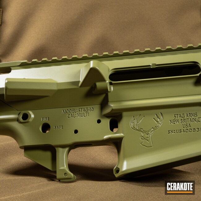 Cerakoted Stag 10 .308 Rifle Parts In H-189