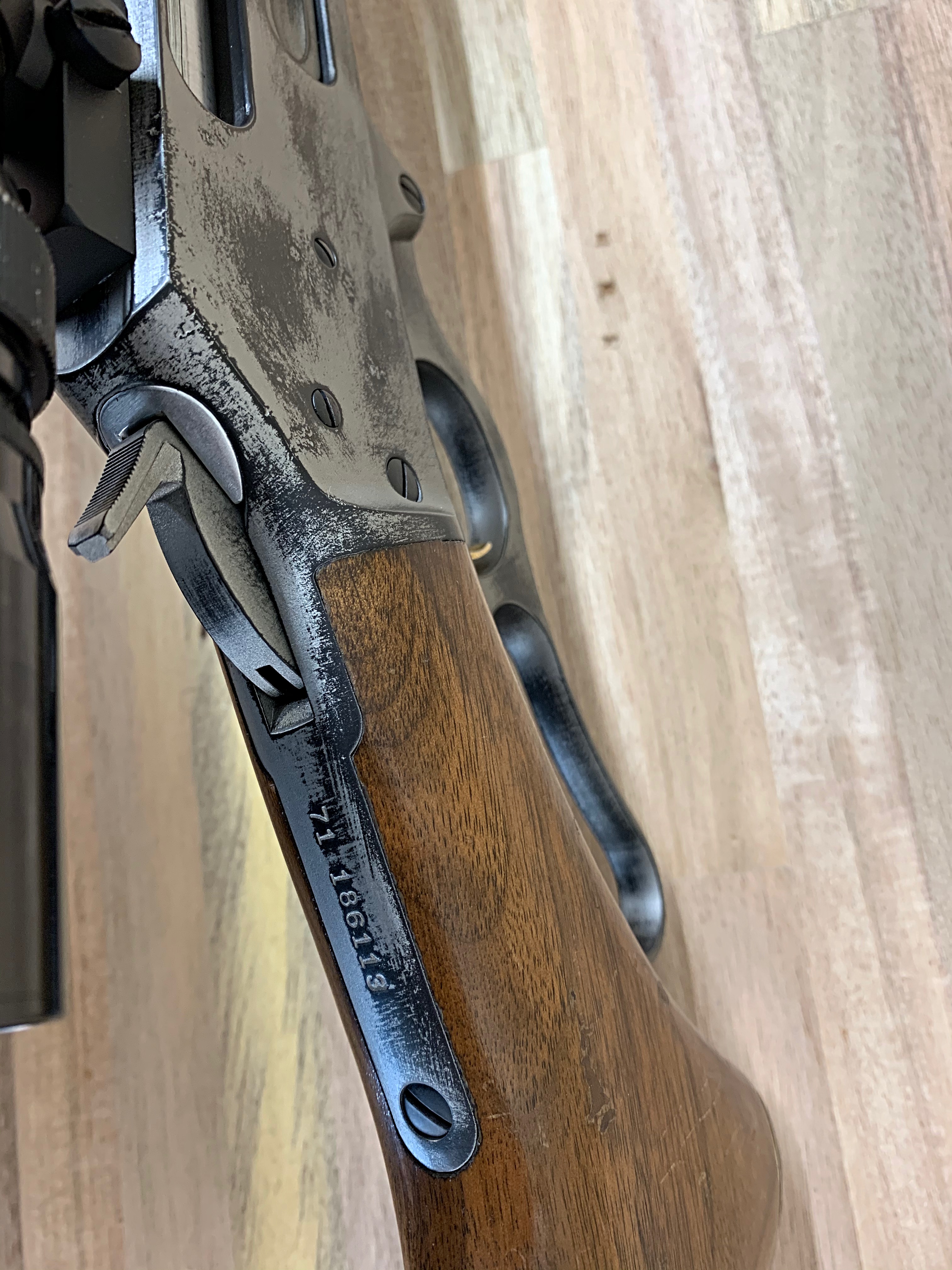 Distressed Rifles Distressed Marlin Lever Action Rifle coated in Gun Metal Grey | Cerakote
