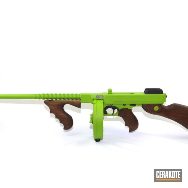 Cerakoted Bright Green Tommy Gun In H-168