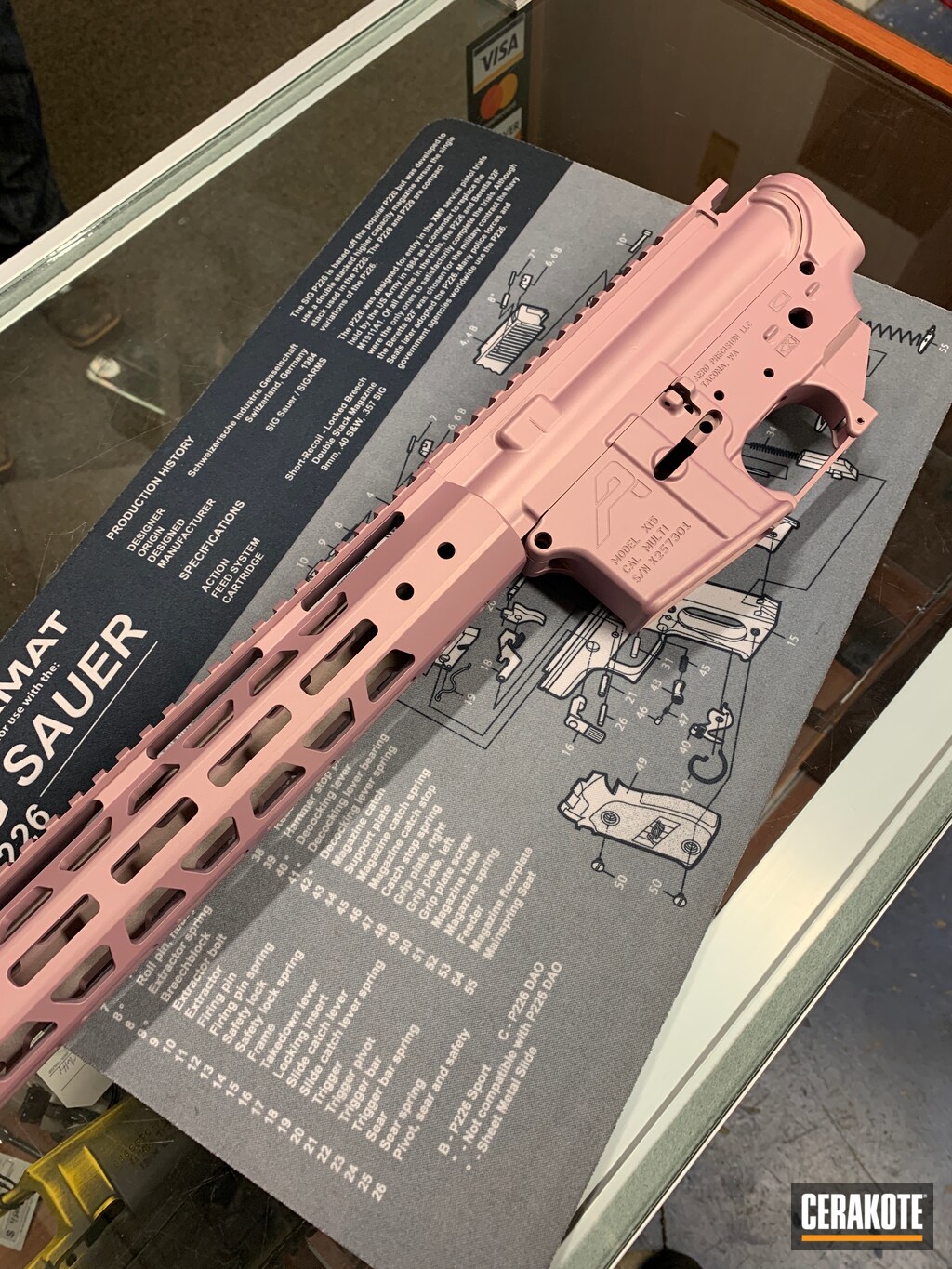 Aero Precision Upper Lower Handguard Finished In Pink Champagne Cerakote