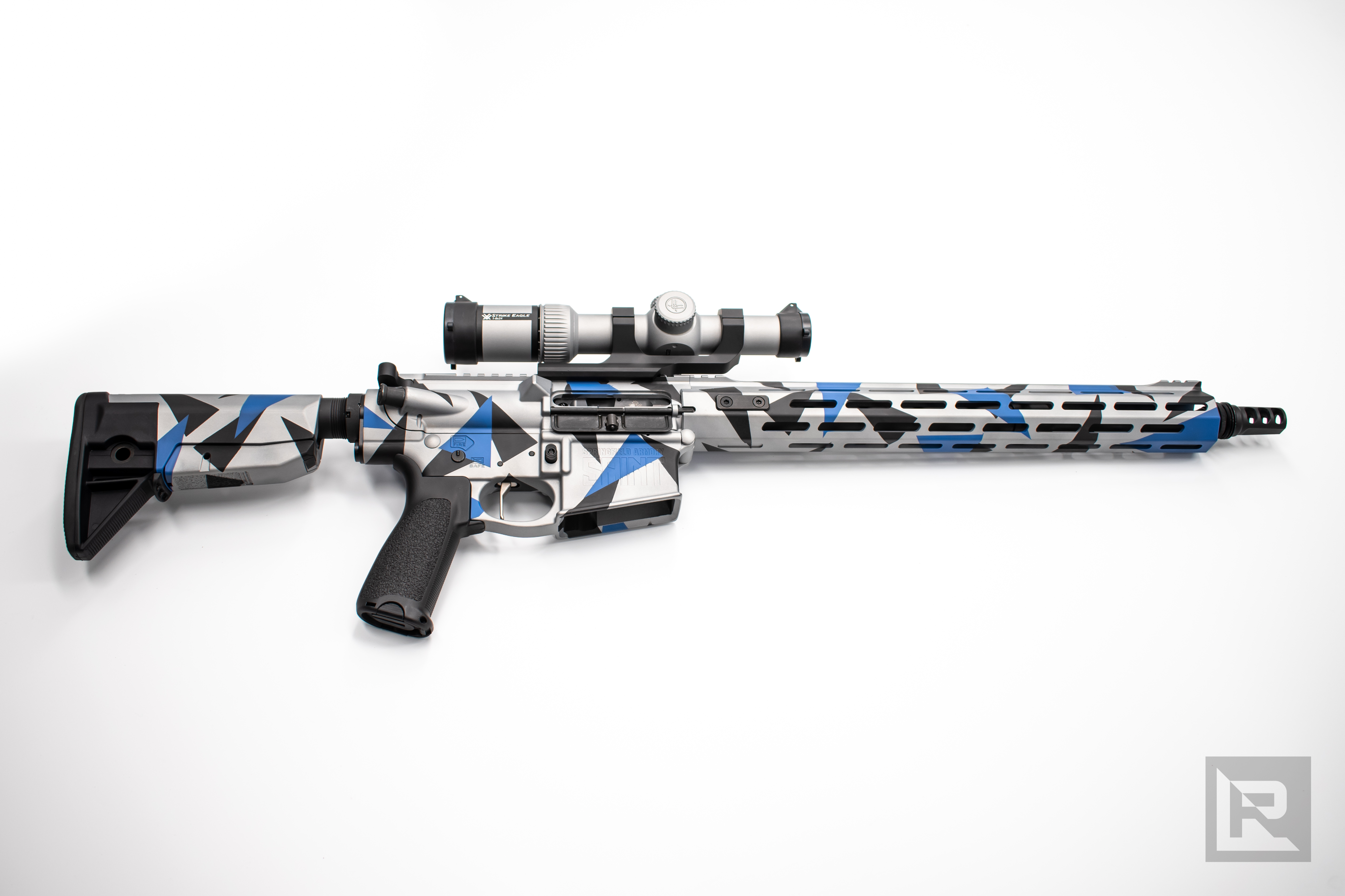 Ruger Saint AR-10 Splinter Camo Rifle done in NRA Blue, Graphite Black ...