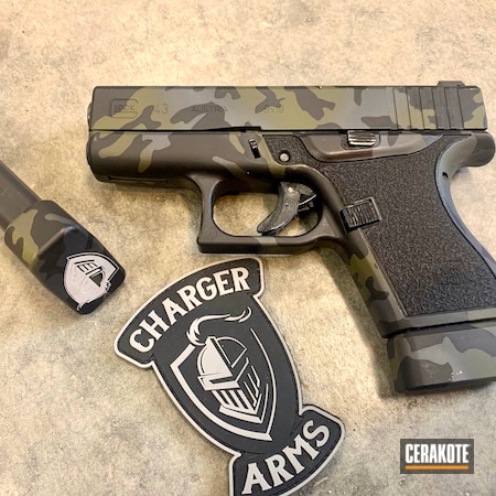 Powder Coating: Glock 43,9mm,Graphite Black H-146,Glock,S.H.O.T,Pistol,MultiCam Black,MultiCam,Laser Engraved Grips,Sniper Green H-229,SIG™ DARK GREY H-210