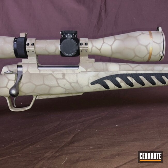 Cerakoted Hex Pattern Bolt Action Rifle In C-212, C-240 And C-30372