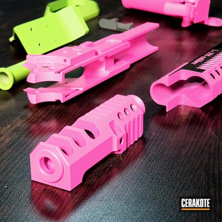 Powder Coating: Gun Coatings,Zombie Green H-168,S.H.O.T,Handguns,Pistol,#custom,Race Gun,Gun Parts,More Than Guns,Prison Pink H-141