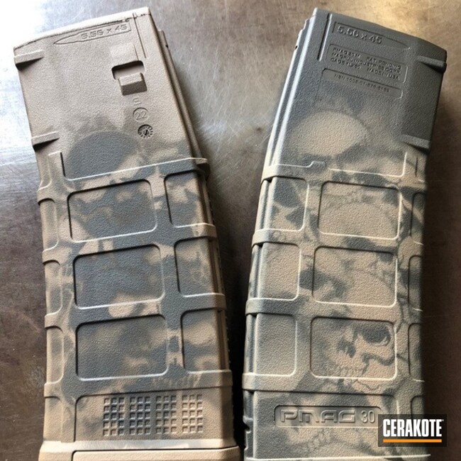 Cerakoted Skull Camo Pmags In H-267 And H-146